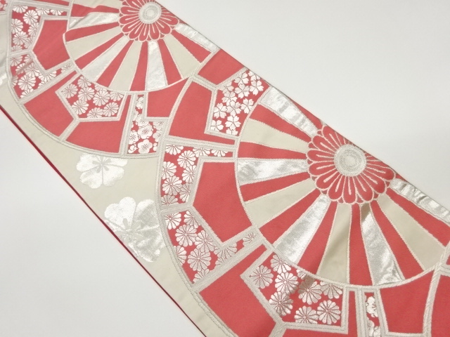 JAPANESE KIMONO / VINTAGE FUKURO OBI / WOVEN KIKU & SAKURA